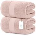 thumbnail image 3 of White Classic Luxury Bath Sheet Towels Extra Large 35x70 Inch | 2 Pack, Pink, 3 of 11