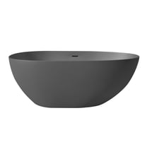 Rainlex 59" Freestanding Soaking Solid Surface Bathtub in Grey
