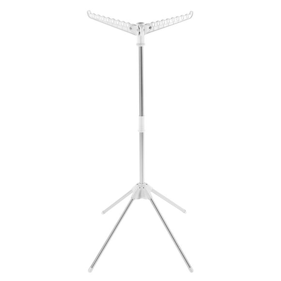 Portable Foldable 360 Rotation Heavy Duty Cloth Rack Garment Stand for Home Travel (White)