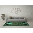thumbnail image 3 of Ahgly Company Machine Washable Indoor Round Persian Turquoise Blue Traditional Area Rugs, 6' Round, 3 of 4