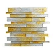 WS Tiles - Foil Silver/Gold 12 in. x 12 in. Interlocking Glass Mosaic Wall Tile (5 sq. ft. / Case)