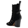 thumbnail image 4 of FSJ Women Fashion Studded Bead Closed Toe Pull On Booties Chunky High Heels Buckle Strap Ankle Boots Stretch Party Dress Shoes Size 7.5 Black, 4 of 4