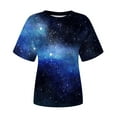 thumbnail image 5 of Aoochasliy Womens Blouses Short Sleeve 2023 Casual Summer Gradient Floral Printing Round Neck T-Shirt Tee, 5 of 6