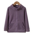thumbnail image 5 of Caqnni Kids Girls Polar Fleece Jacket Coat Full Zip Hoodie Sweater Warm Outerwear Fall Winter Jackets (6-7 Years,Dark Purple), 5 of 5