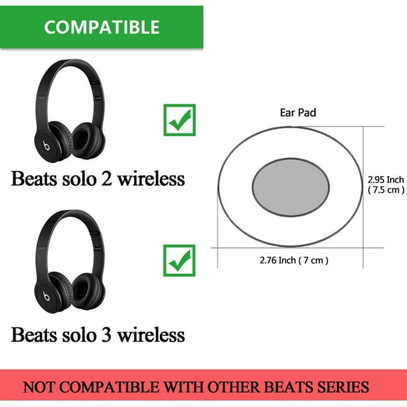 Beats Solo 2.0/3.0 Replacement Earpads, JARMOR Memory Foam Ear Cushion Cover for Beats Solo 2.0/3.0 Wireless On Ear