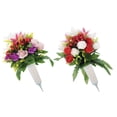 thumbnail image 2 of Artificial Cemetery Flowers with Vase, Set of 2 Rose Lily Bouquet Graveyard Memorial Flowers, Fade-Resistant All-Weather Grave Flowers for Cemetery Headstones Decoration, 2 of 6