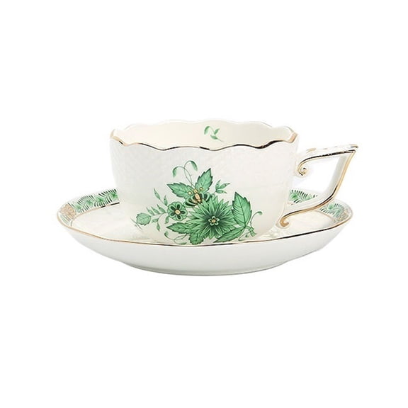 High-grade Coffee Cups Exquisite Afternoon Tea Cups And Saucers Set Gold Rimmed Retro European Ceramic British Afternoon Tea Set