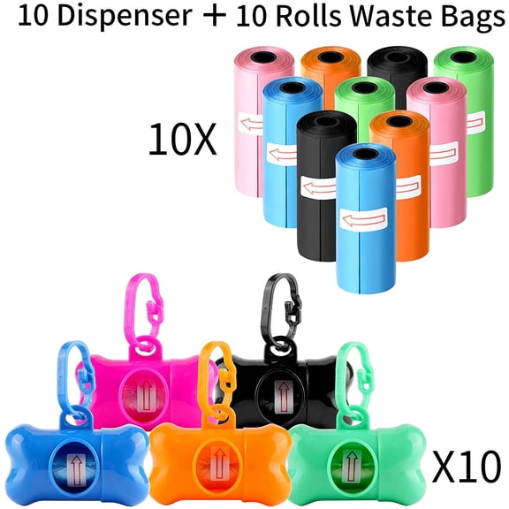 10 Pack Bone Shaped Poop Bag Dispenser Pet Waste Disposal Bag Dispenser (Random Color)
