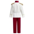 thumbnail image 4 of FYMNSI Boy Prince Charming Costume Halloween Carnival Cosplay Fancy Dress Up Medieval Royal Prince King Knight Outfit for Kids Jacket Top Pants Crown Scepter Set 8-10 Years Wine Red Scepter, 4 of 8