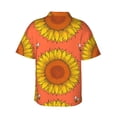 thumbnail image 3 of Sunflowers And Bees Hawaiian Shirts For Men, Summer Short-Sleeve Relaxed-Fit Button-Down Shirts X-Large, 3 of 9