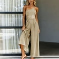 thumbnail image 5 of HongQid Jumpsuits For Women Dressy Sleeveless One Shoulder Wide Leg Rompers With Pockets Summer Outfits, 5 of 9