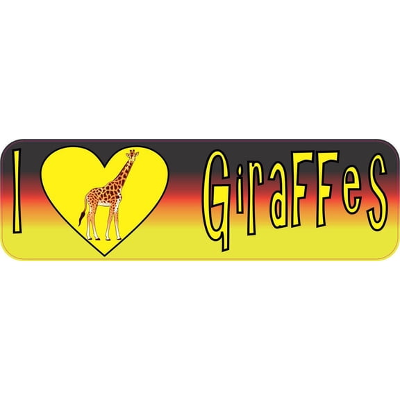 10in x 3in I Heart Giraffes Love Animals Bumper Sticker Vinyl Window Decal