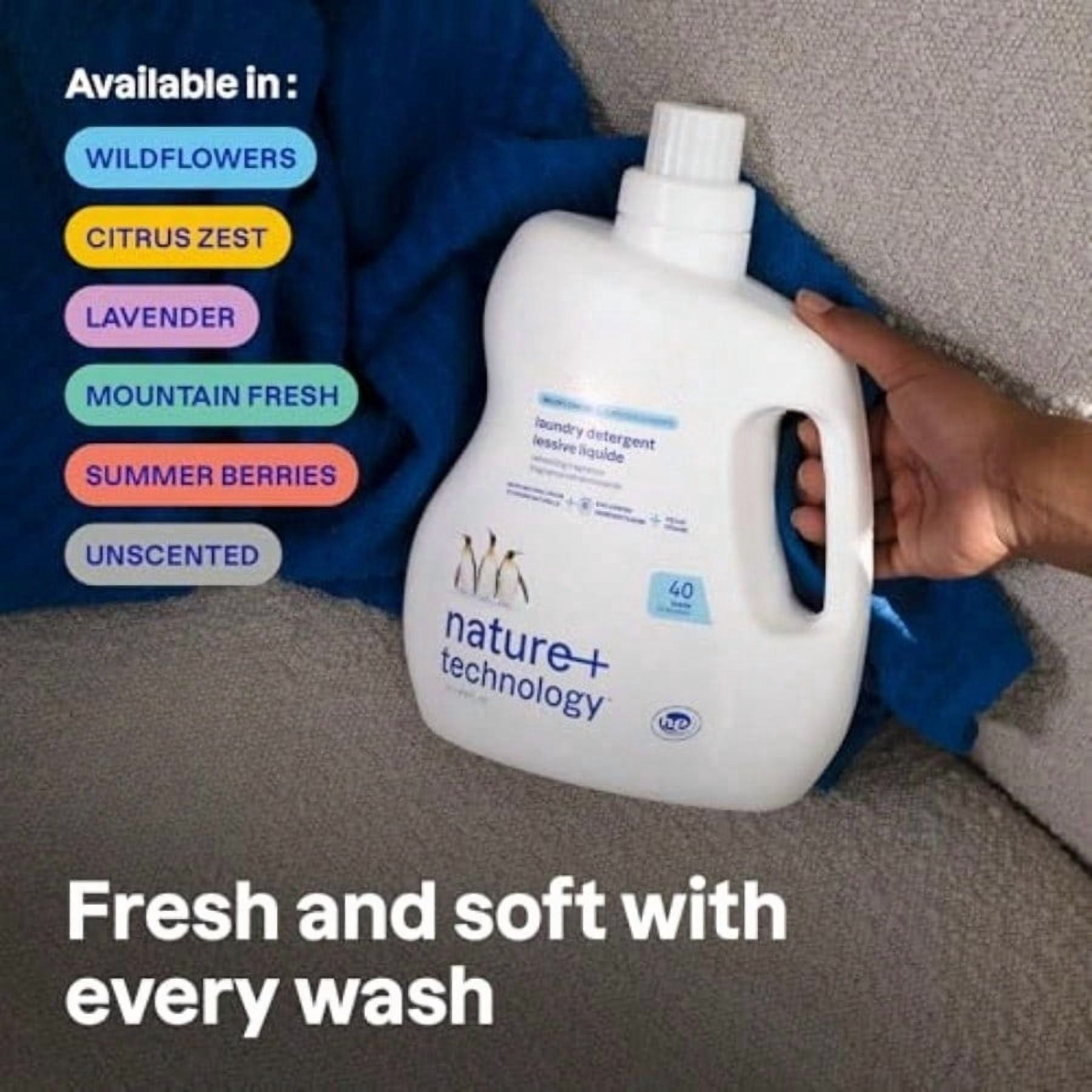 Liquid Laundry Detergent, HE Compatible, Plant-Based & Vegan, Natural Laundry Soap, Mountain Fresh Scent, 40 Loads, 67.6 Fl Oz
