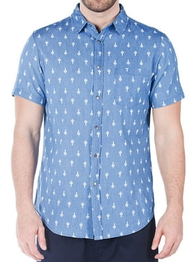 No Retreat Men's Cactus Print Woven short Sleeve Shirt