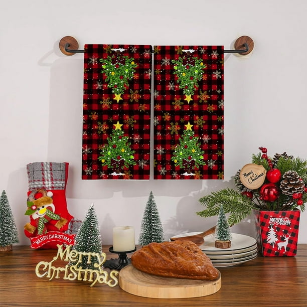 Toallas de cocina navideñas con estampado de árbol de Navidad, toalla de microfibra para baño, hogar, té, bar, cocina.