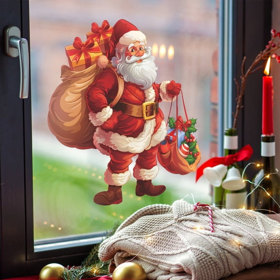 Christmas Window Clings Stickers for Glass Christmas Decorations Santa Claus Window Stickers Wall Window Door Showcase Decal Sticker Christmas Decorations