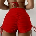 thumbnail image 4 of Mohiass Women High Waisted Swim Shorts V Cut Bikini Swimsuit Bottoms Drawstring Ruched Bathing Suit Board Shorts Red M, 4 of 4