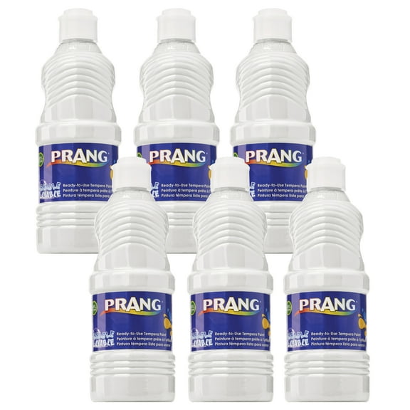 Prang Washable Tempera Paint, White, 16 oz, Pack of 6