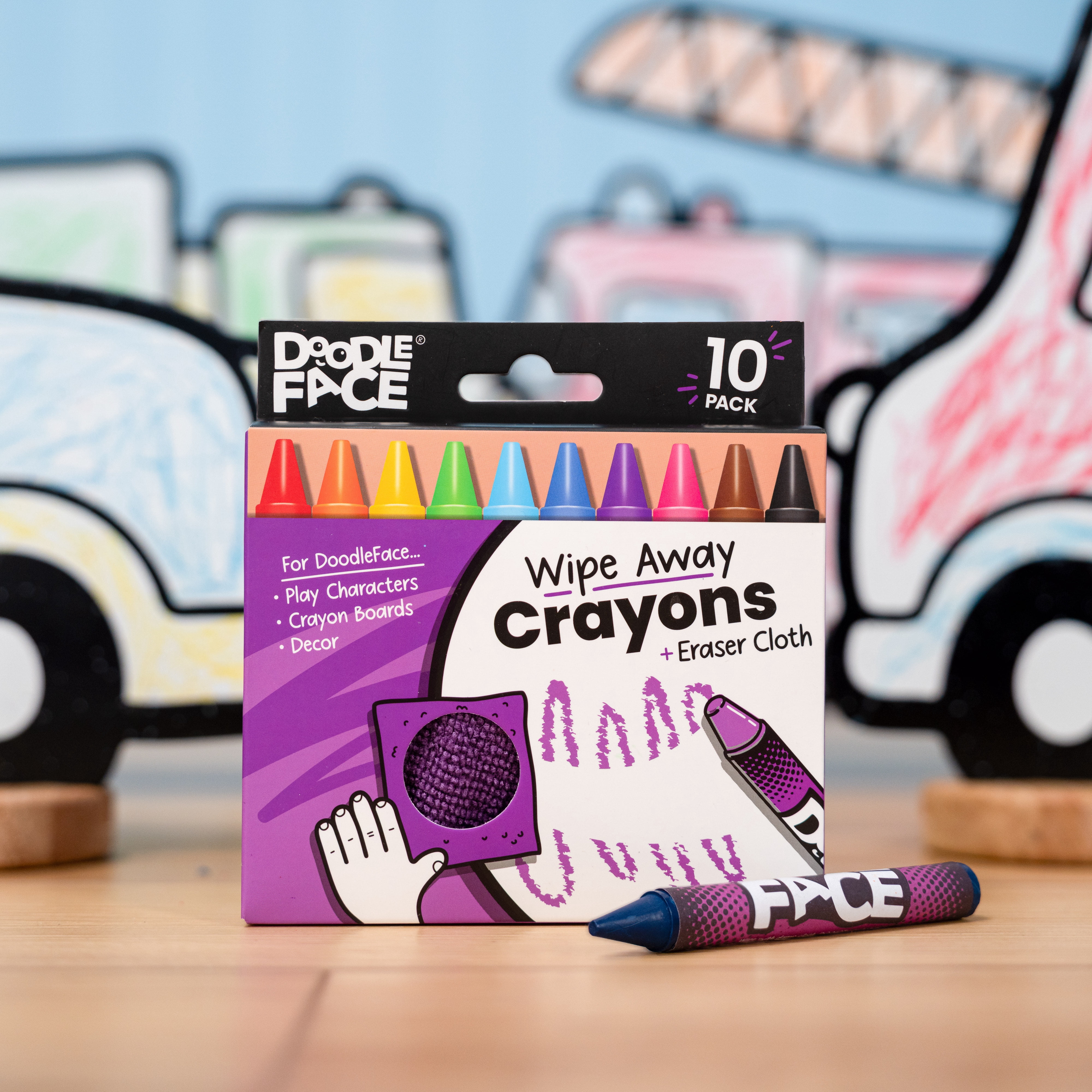 Trucks Toy Set for Kids: Color, Play, Wipe Away with Crayons and Eraser. Educational Reusable Coloring Toy with Ambulance, Fire Truck, Garbage Truck, Police Car.