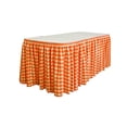 thumbnail image 1 of LA Linen Polyester Gingham Checkered Table Skirt 14-Foot by 29-Inch Long with 10 L-Clips, White and Orange, 1 of 4
