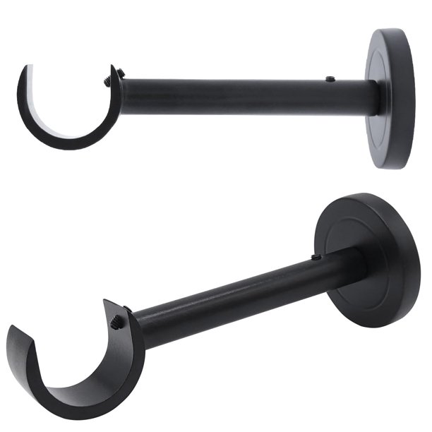 Soportes para barra de cortina A Key Tech, negros, 2 cm de proyección, 13 cm