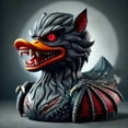 thumbnail image 2 of Horror Style Dark Werewolf Duck Collectible Figurines Cartoon Duck Ornaments for Desktop Home Office Gifts, 2 of 3
