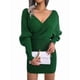 thumbnail image 2 of Vestido Mini de Punto Cruzado de Larga con de Murciélago para Cóctel para Mujer Verde L, 2 of 9