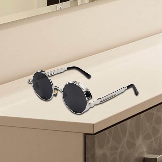 Gafas de sol Colcomx Vintage para hombres y mujeres Gris plateado UV400