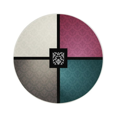 

Circular Drink Coasters Set European Flower Pattern Background Beautiful Home Decor Diatomite Heat-Resistant Diatomite Protect Table Countertop