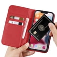 thumbnail image 2 of Compatible with iPhone 14 Pro Wallet Case Genuine Leather Flip RFID Blocking Kickstand Folding Case-Red, 2 of 6