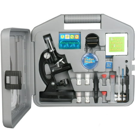 Agm Metal - AMSCOPE-KIDS 120X-240X-300X-480X-600X-1200X Metal Arm Kids Compound Biological Microscope Kit