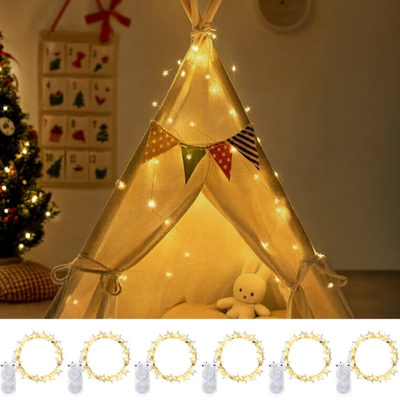 ZELUXDOT Star String Lights, 6 Pack 6.6Ft 20 LED Battery Operated Fairy Lights, Warm White Silver Wire Waterproof for DIY Crafts Wedding Decor