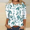 thumbnail image 1 of CHUANK Blouses pour Femmes Grande Taille Mode pour Femmes T-shirt Imprimé Ample Mi-Long Manches 3/4 Col Rond Hauts Décontractés, 1 of 5