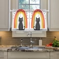 thumbnail image 2 of Yayeee Kitchen Curtains Tier Pair Light Filtering 27"x36" Rod Pocket Short Cafe Window Panel, Black Cat Rainbow, 2 of 7