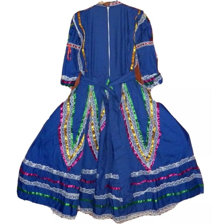 blue folklorico dress Women Mexican Folklorico Mexican Dress Vestido Jalisco