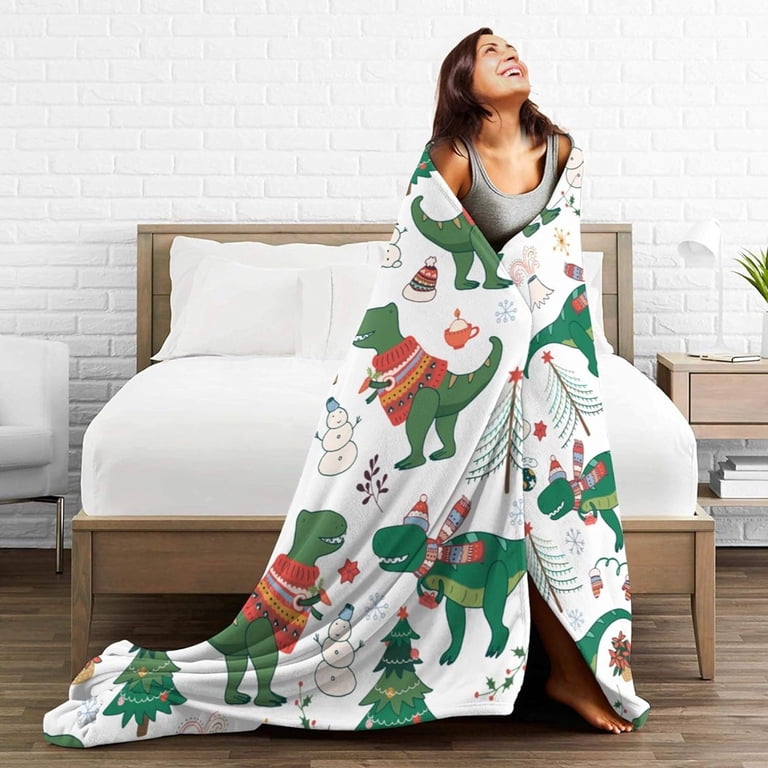 Dinosaur Fleece Blanket For Kids – 50x60 Inch, Soft Cozy Throw For Boys, Couch & Bed, Fuzzy Plush, Machine Washable