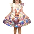 thumbnail image 2 of Cute Easter-print Dress With Small Flying Sleeves For Children Aged 3-10 In Summer, 2 of 9
