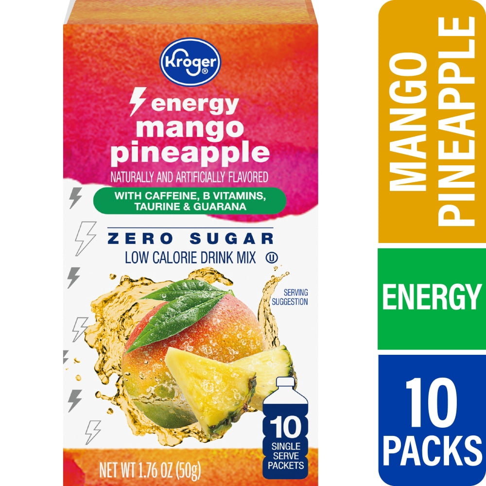 Kroger Energy Zero Sugar Mango Pineapple Drink Mix Packets 10 CT - 3 Pack