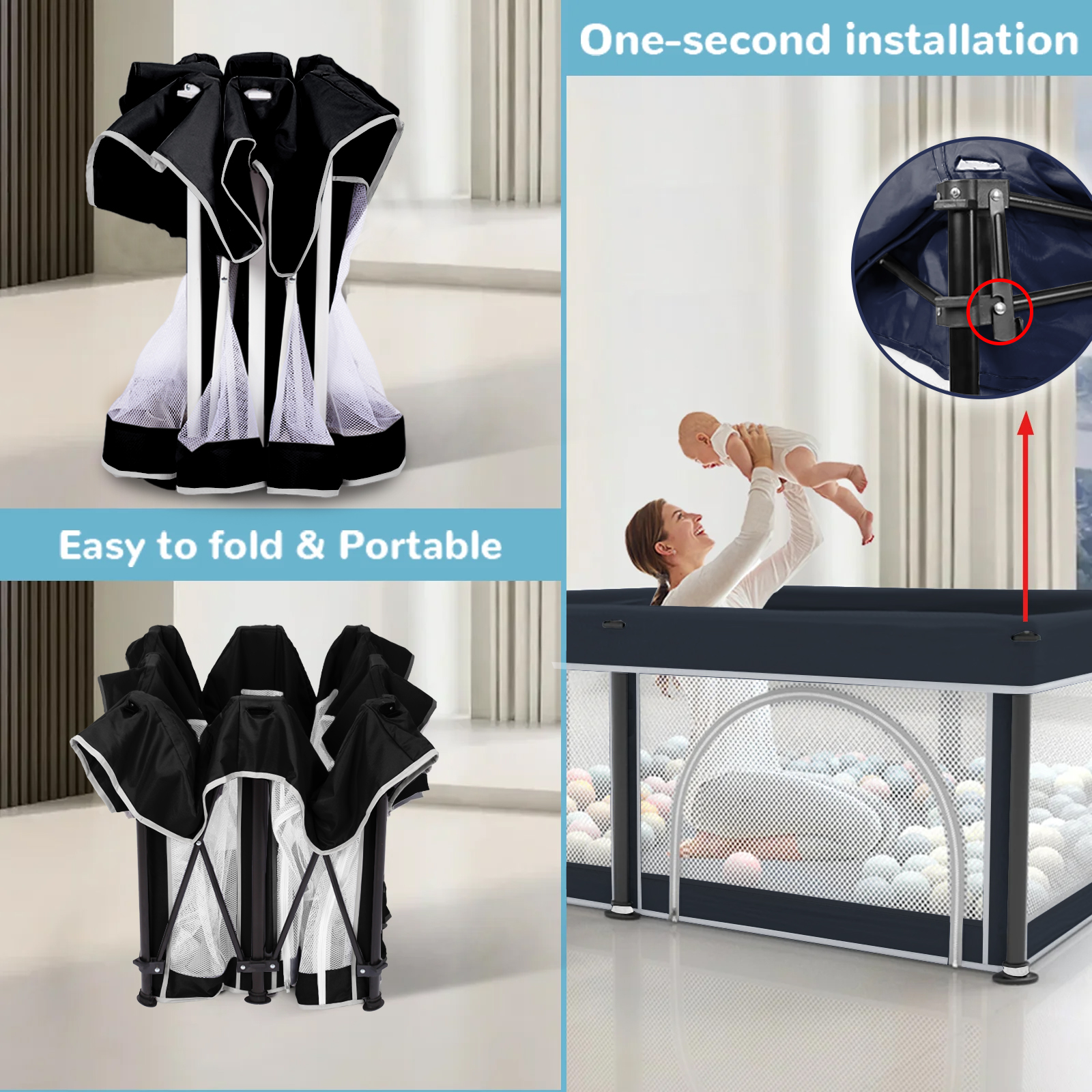G TALECO GEAR Foldable Baby Playpen 50x50 With Mat photo 8