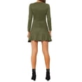 thumbnail image 4 of MODA NOVA Juniors Faux Suede Crew Neck Long Sleeve Zipper Ruffled Hem Mini Dress, 4 of 5