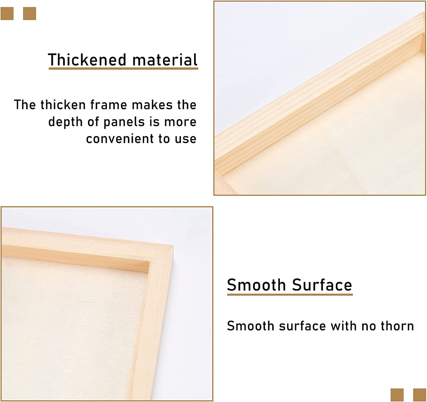 Wood Painting Canvas Panels Blank Drawing Boards for Oil & Acrylic Painting Square BurlyWood 19.8x19.8x2cm