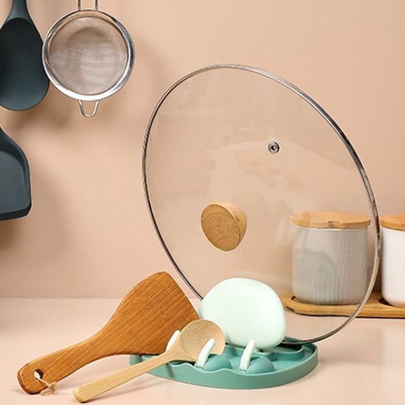 Isvgxsz Pot Lid Holder, Lid and Spoon Rest Holder for Kitchen Counter, Foldable Pan Lid Organizer Stand with Nonslip Pads, Multifunctional Utensils Pan Pot Cover Lid Rack Shelf For Stove Top