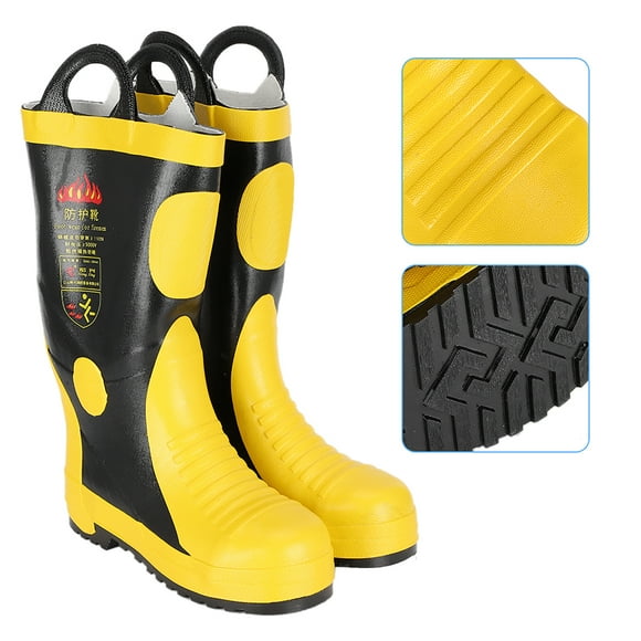 Fireman Protection Fire Fighting Safety Boots, High Temperature Resistant Waterproof Shoes with Heat Insulation, Water Proof and Anti Collision for Firefighters