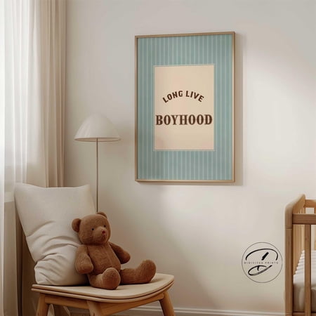 Baby Boy Nursery Long Live Boyhood Quote Boys Vintage Wall Art Print, Elegant Nursery Theme For Nursery Gallery Wall And Bedroom Decor