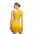 thumbnail image 2 of MSemis Women Single Sleeve Rhinestone Crop Top and Skirt Yellow M, 2 of 7