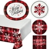 Buffalo Plaid Snowflake Christmas Party Supplies Kit