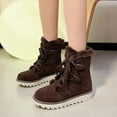 thumbnail image 4 of hopeusnice Women's Winter Boots Fuzzy Fleece Lined Lace Up Warm Ankle Boots Snow Boots Shoes Comfortable Suede Winter Boots Coffee 38, 4 of 4