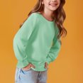 thumbnail image 4 of Edvintorg 5-14 Years Girls Shirts Solid Color Casual Loose Long Sleeve Round Neck Pullover Tops Spring Fall Girls' Tops, Tees & Blouses, 4 of 6