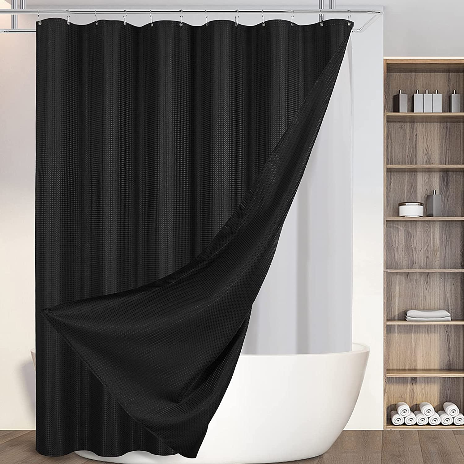 Black and White Shower Curtains for Bathroom Solid Color Shower Curtain