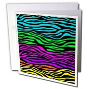 3dRose Rainbow Colors Zebra - Greeting Cards, 6 by 6-inches, set of 12